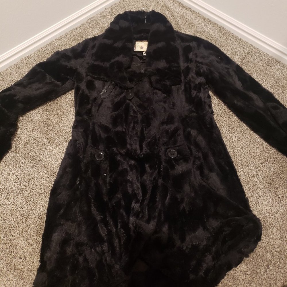 Black Plush Swing Coat